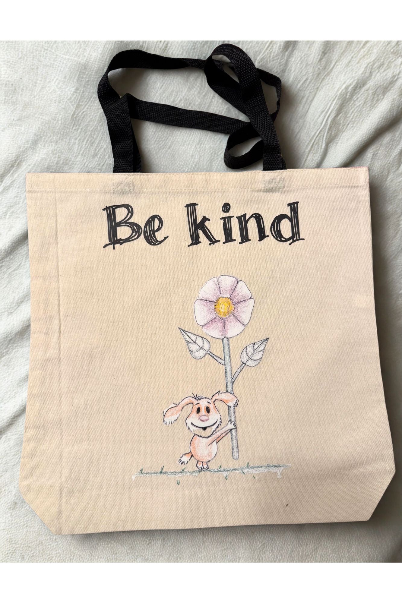 Be Kind Canvas Bag – Hand-Drawn Art, Eco-Friendly Tote | Mitten Hippie