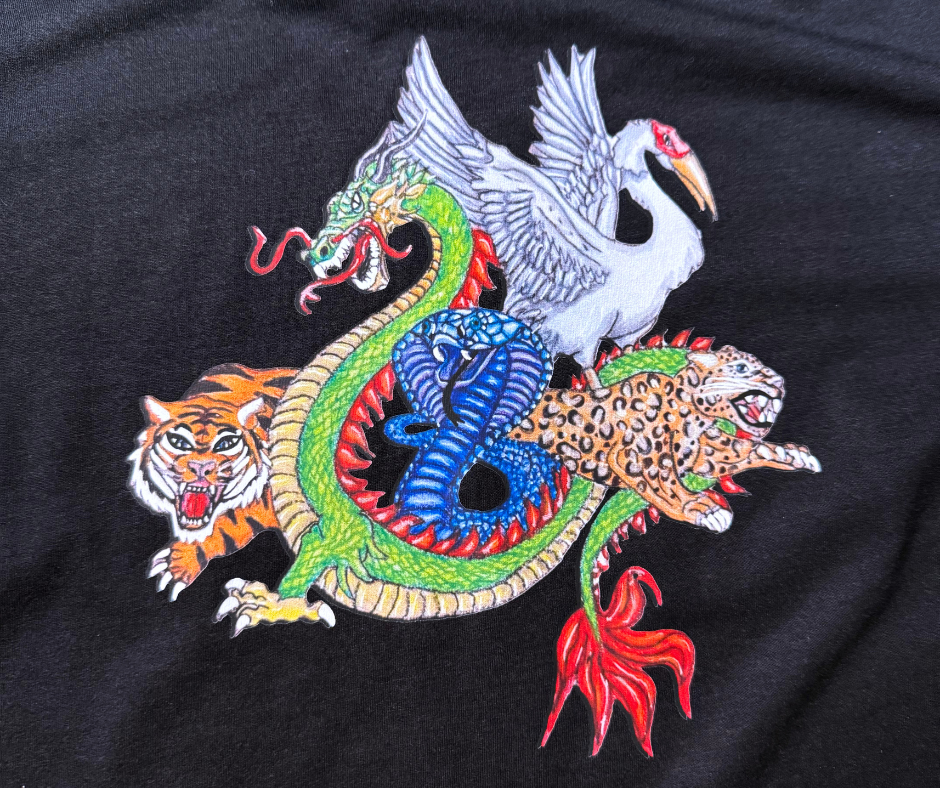 5 Animals of Kung Fu T-Shirt – Unisex Martial Arts Graphic Tee | Mitten Hippie