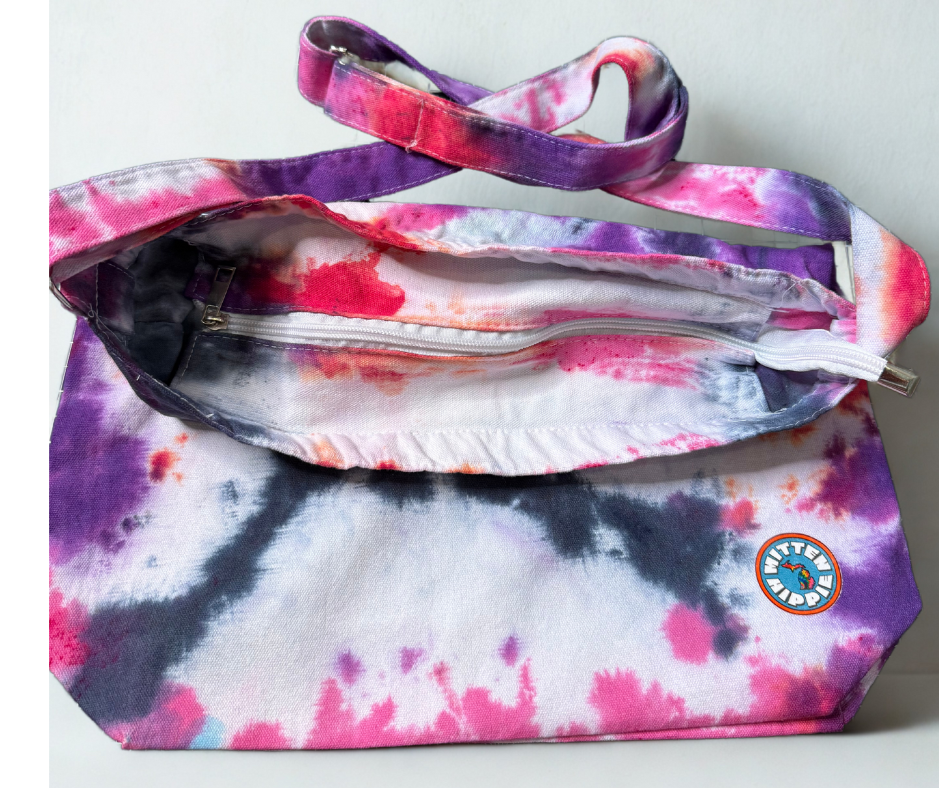Purple, Pink, and Black Tie Dye Crossbody Bag – Boho Festival Purse | Mitten Hippie