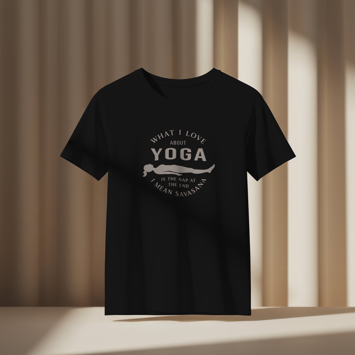 What I Love About Yoga Glitter T-Shirt – Funny Savasana Unisex Tee