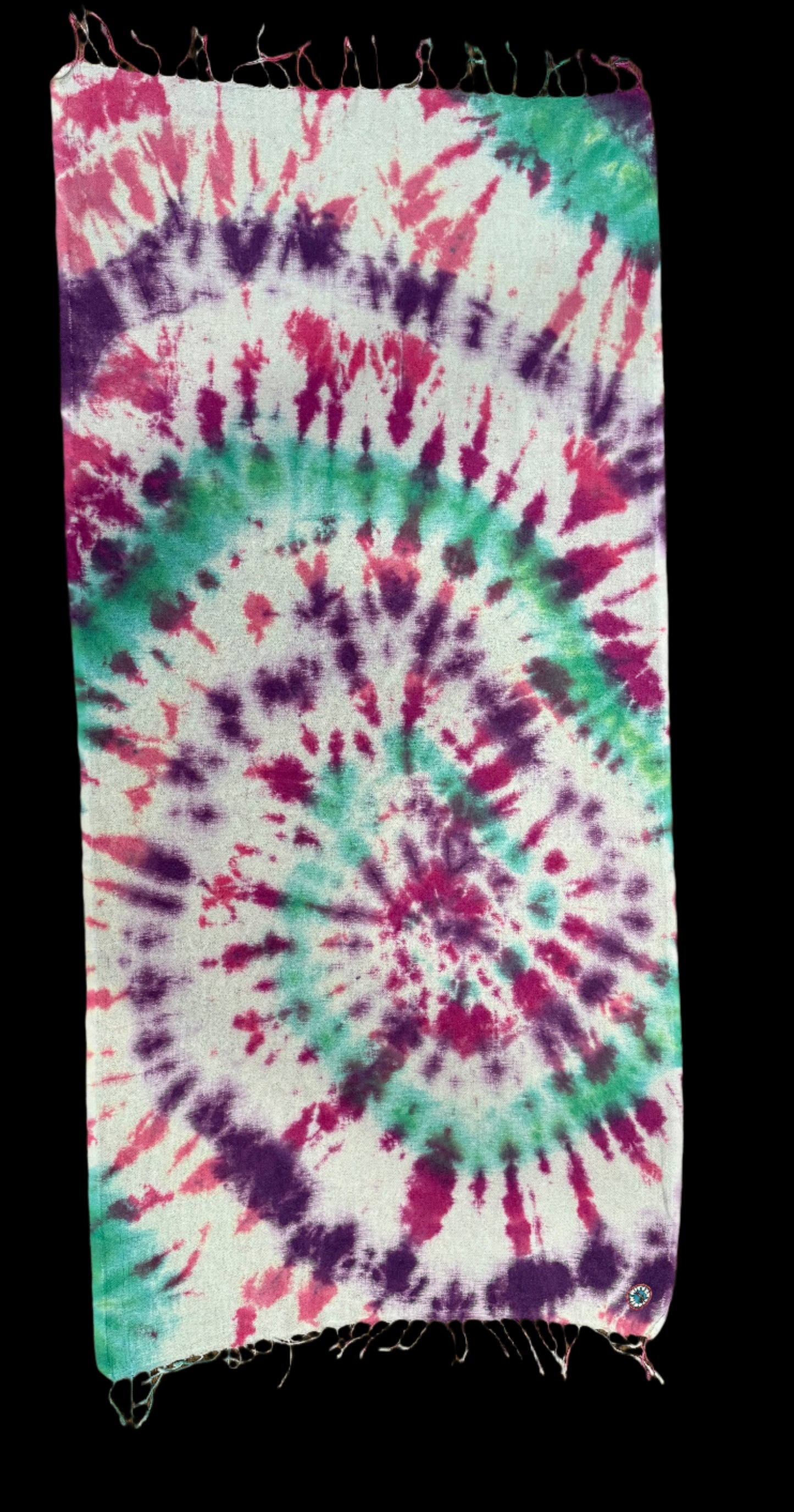 Türkisches Strandtuch mit Spiralmuster in Türkis, Fuchsia und Lila – Schnelltrocknendes, sandfreies Strandtuch | Mitten Hippie