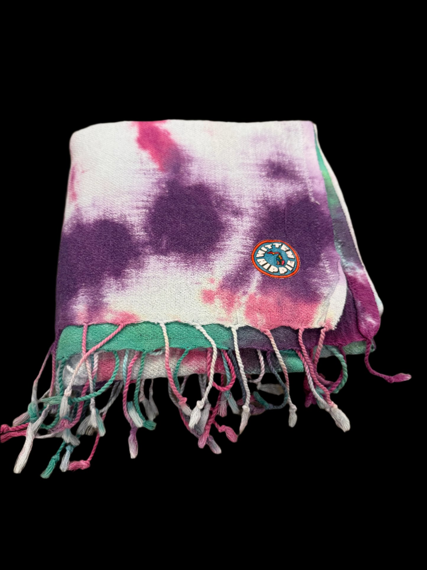Türkisches Strandtuch mit Spiralmuster in Türkis, Fuchsia und Lila – Schnelltrocknendes, sandfreies Strandtuch | Mitten Hippie