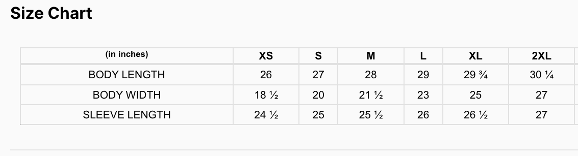 Next Level 9303 Unisex Pullover Hooded Sweatshirt size chart