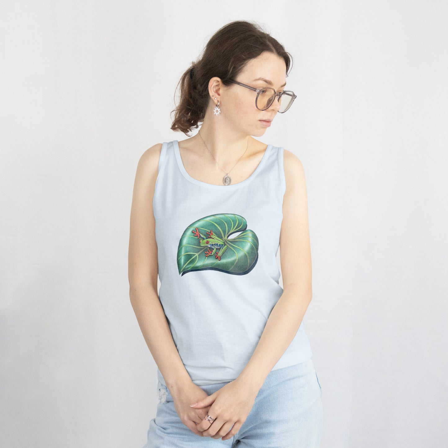 Tree Frog Flowy Racerback Tank – Nature-Inspired Graphic Workout Top | Mitten Hippie