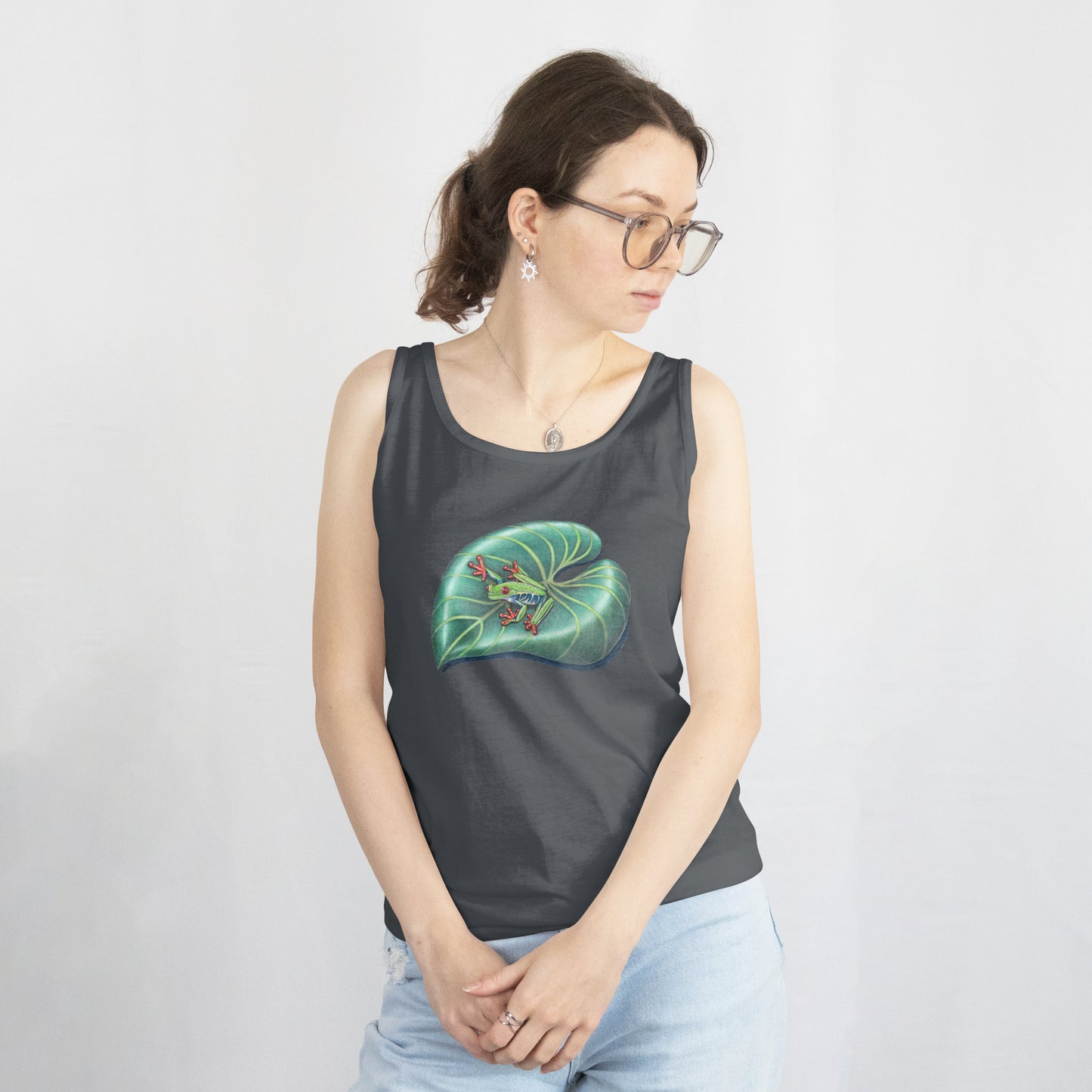 Tree Frog Flowy Racerback Tank – Nature-Inspired Graphic Workout Top | Mitten Hippie