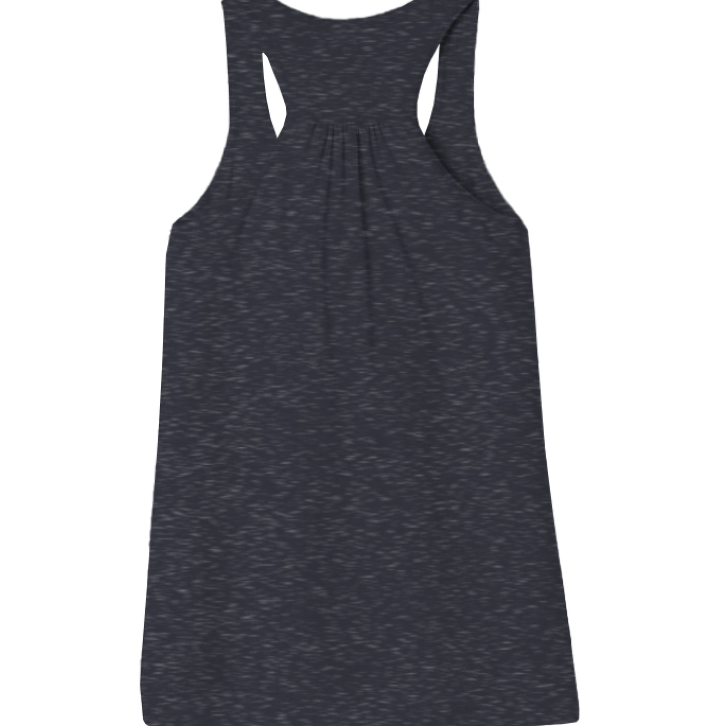 HEATHER NAVY - BACK of Blue-Yellow Mitten Hippie Logo racerback tank, , Bella + Canvas floaty tank