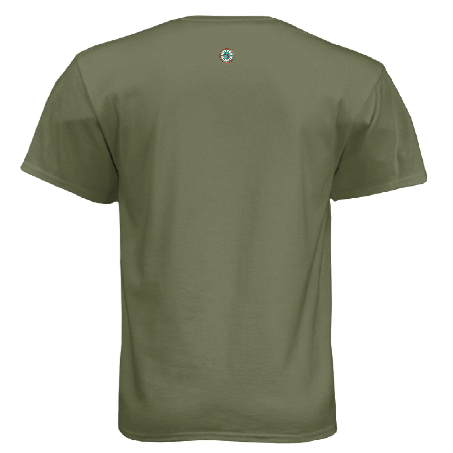 Military Green - BACK of Cool Beans t-shirt with Mitten Hippie Apparel logo