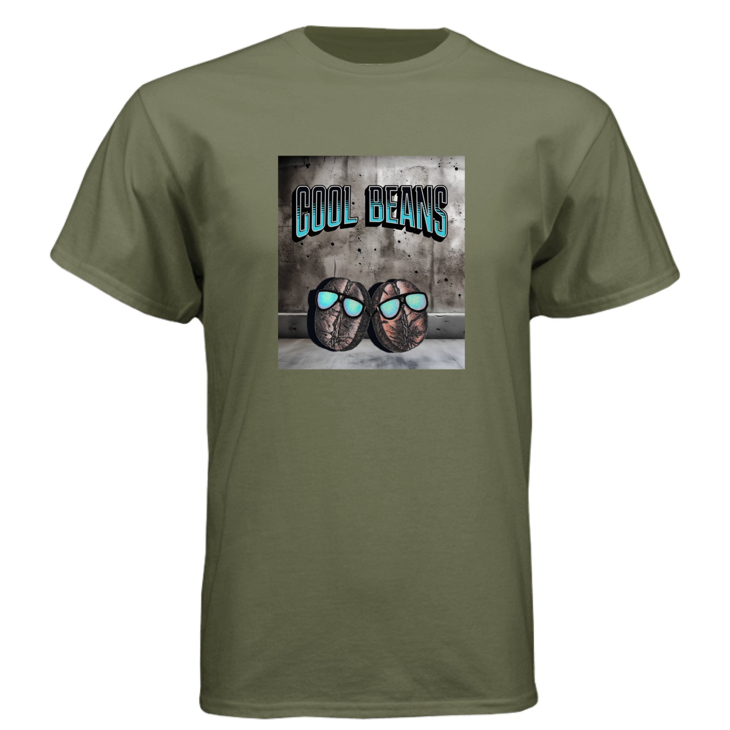 Military Green - FRONT Cool Beans T-shirt