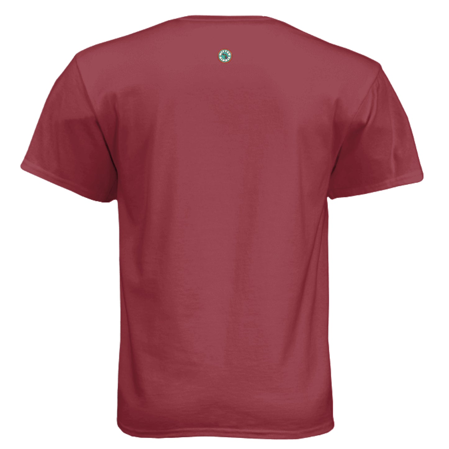 Heather Redwood - BACK of Let’s Toke About It t-shirt, with Mitten Hippie Apparel logo