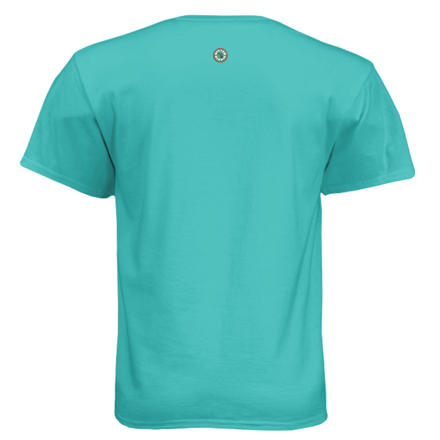 Teal - BACK “Meowdy” cat cowboy t-shirt with Mitten Hippie logo