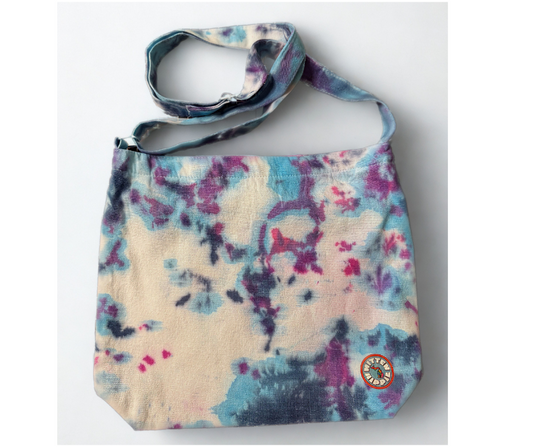 Purple, Pink, and Blue Tie Dye Crossbody Bag – Boho Festival Purse | Mitten Hippie