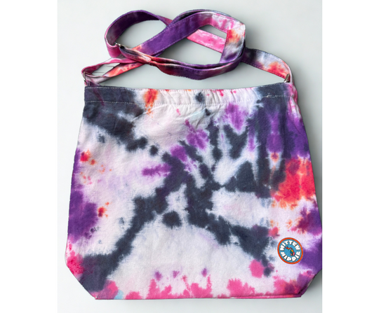 Purple, Pink, and Black Tie Dye Crossbody Bag – Boho Festival Purse | Mitten Hippie