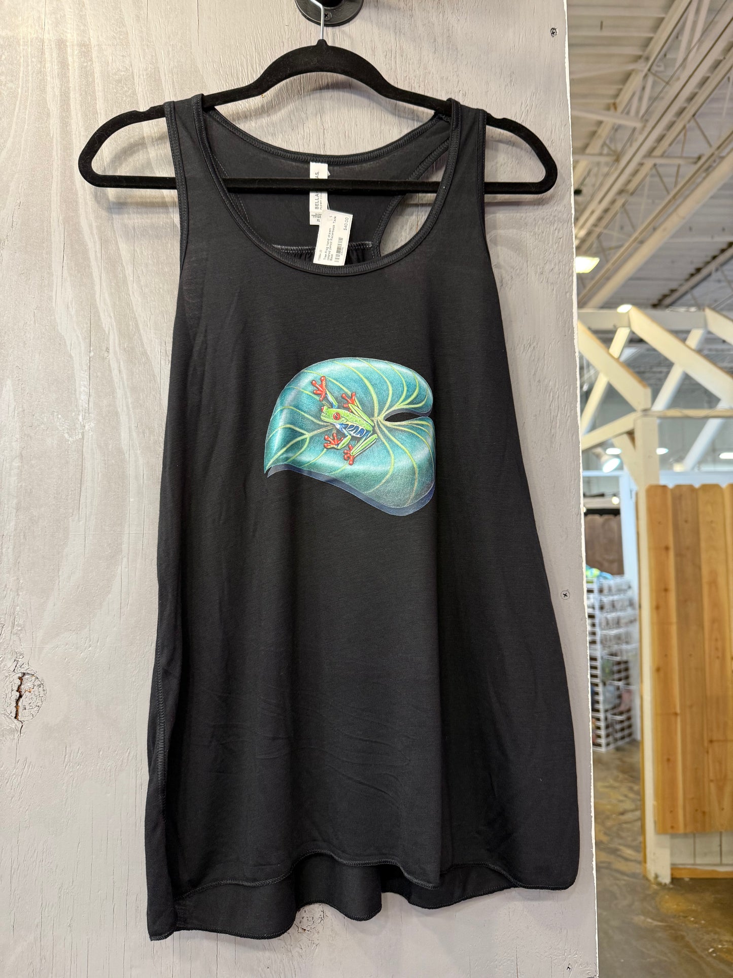 Tree Frog Flowy Racerback Tank – Nature-Inspired Graphic Workout Top | Mitten Hippie
