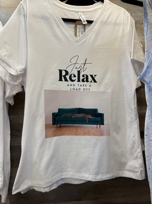 Just Relax Women’s V-Neck T-Shirt – Funny Squirrel Chill Tee | Mitten Hippie