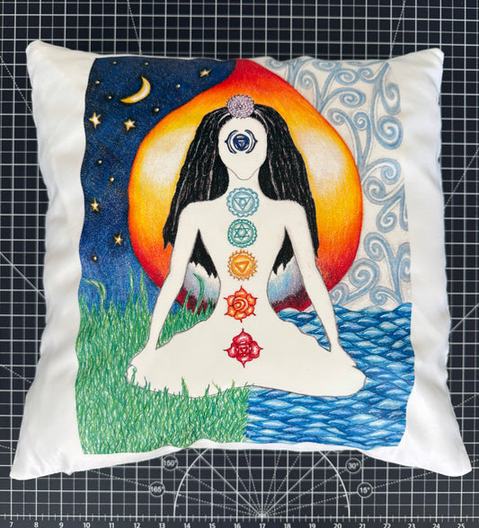 Dark Chakra Lady Pillow – Spiritual Decorative Throw Pillow | Mitten Hippie