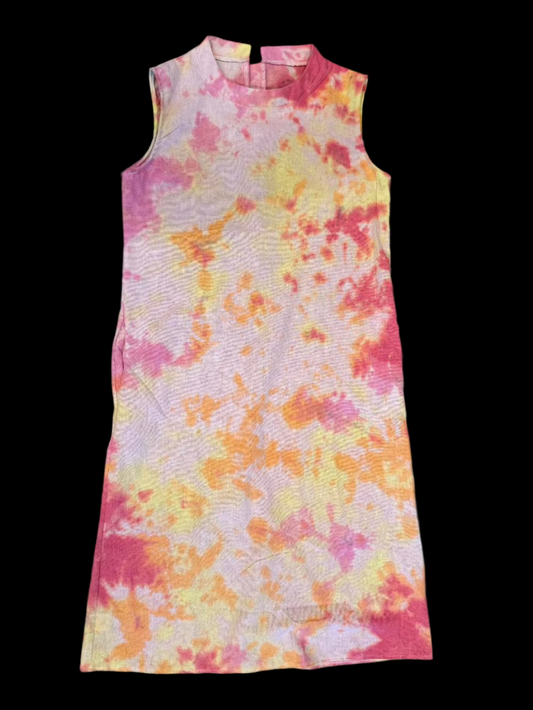 Yellow, Pink & Orange Tie Dye Cotton-Linen Tank Dress – Women's Boho Summer Style