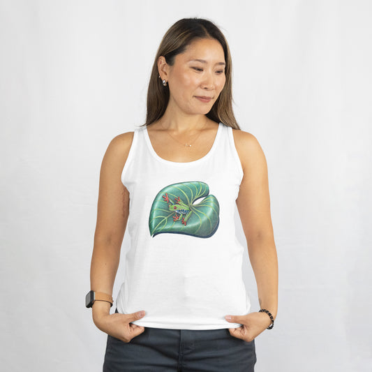Tree Frog Flowy Racerback Tank – Nature-Inspired Graphic Workout Top | Mitten Hippie