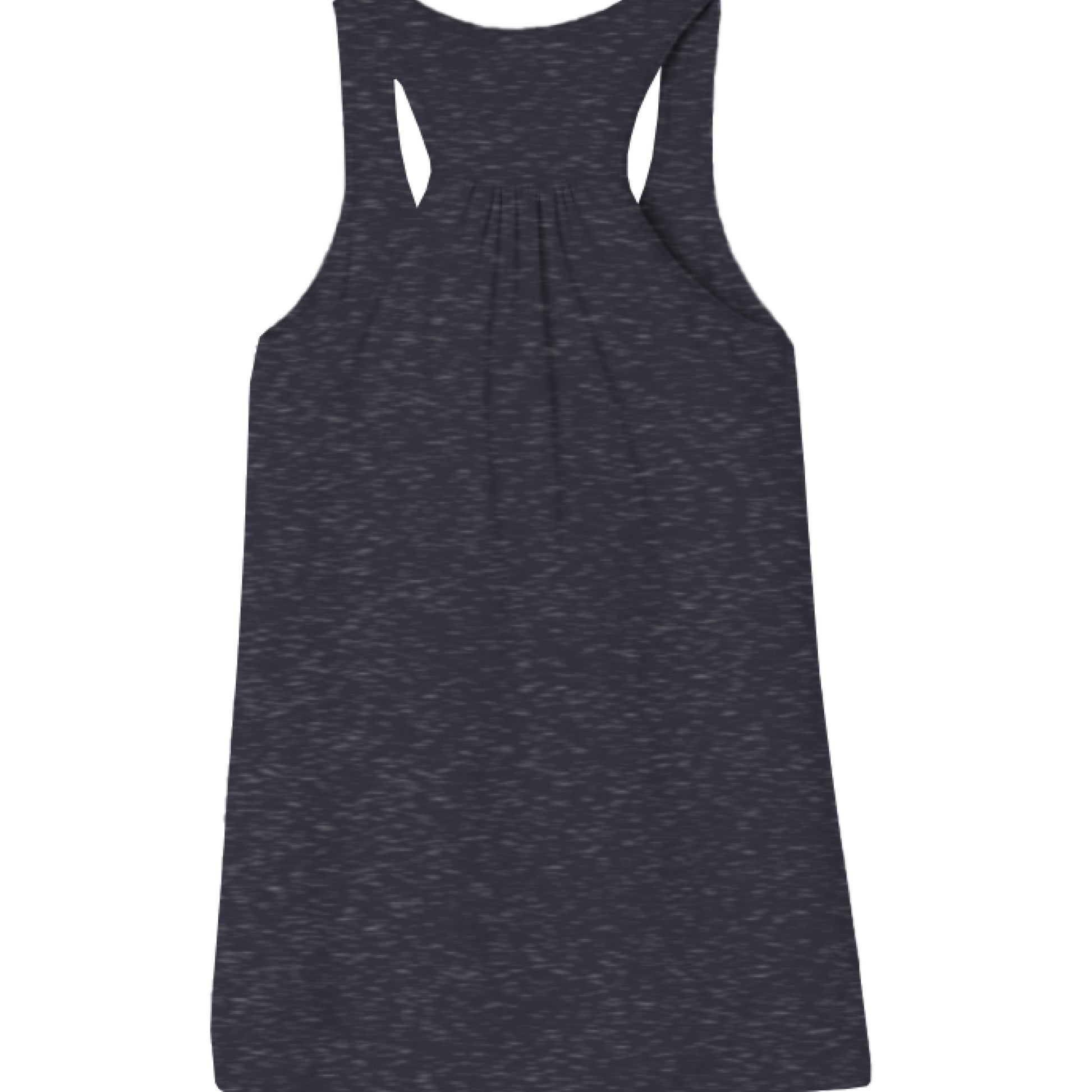 HEATHER NAVY - BACK of Blue-Yellow Mitten Hippie Logo racerback tank, , Bella + Canvas floaty tank