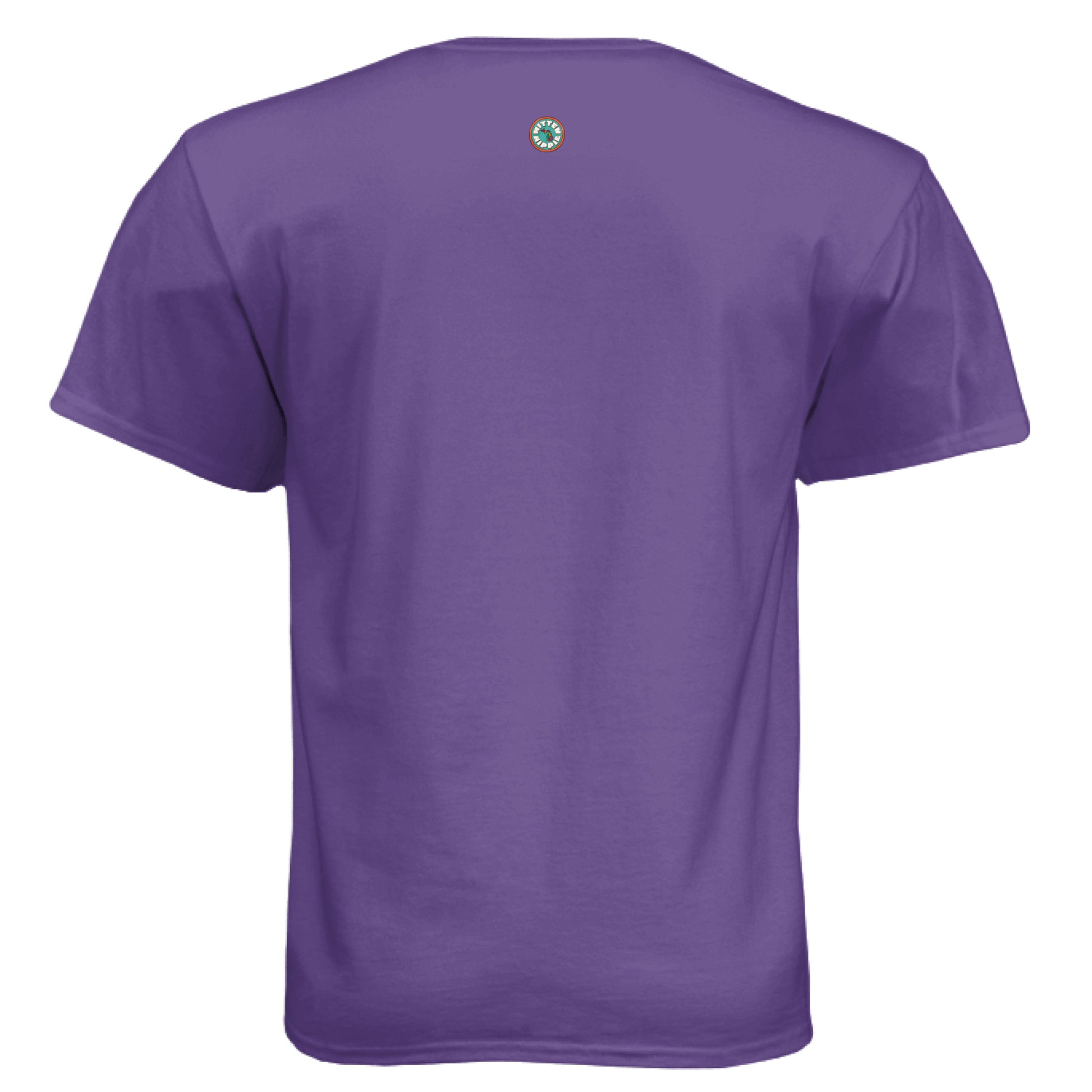 Purple Rush - BACK of Cool Beans t-shirt with Mitten Hippie Apparel logo