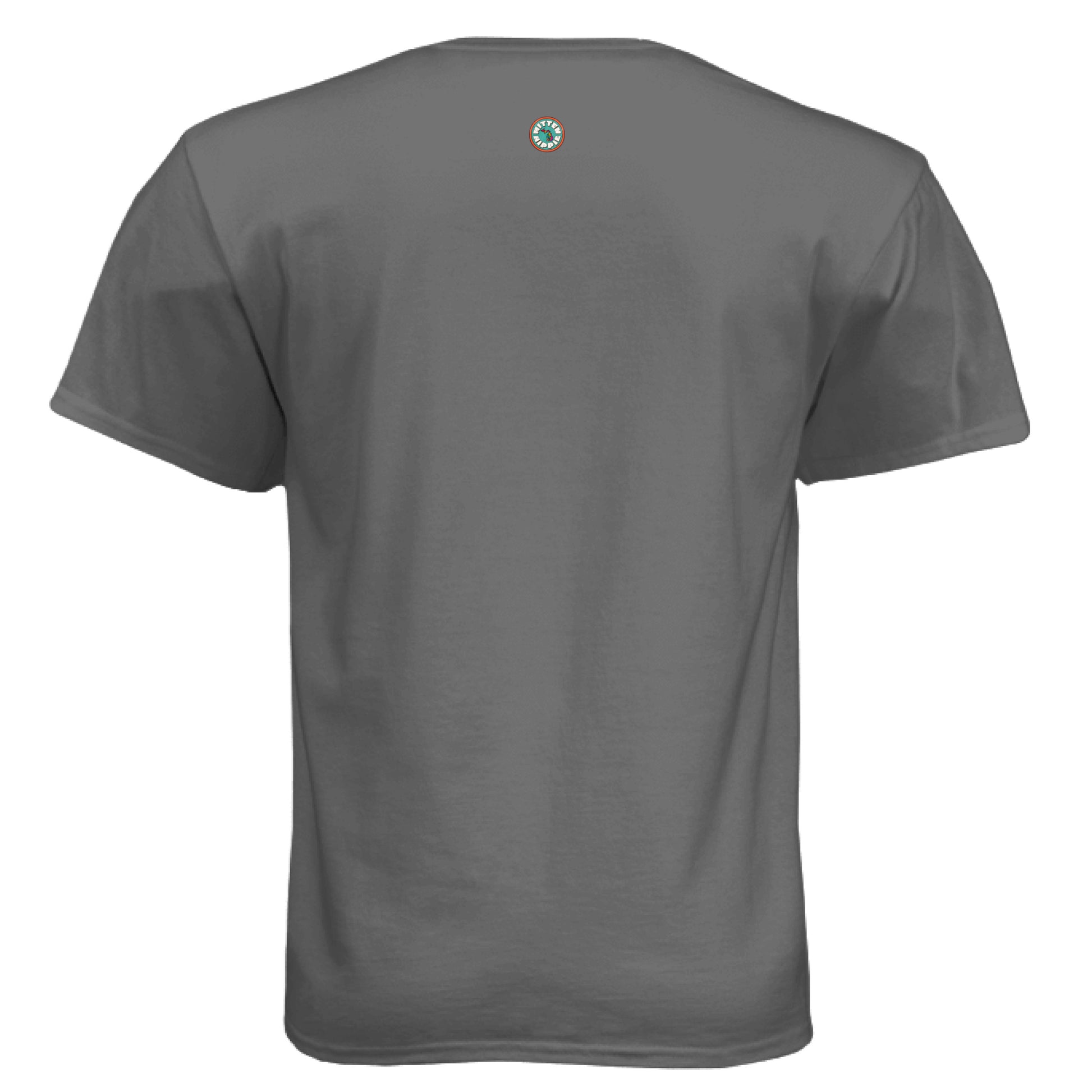 Charcoal - BACK of Cool Beans t-shirt with Mitten Hippie Apparel logo